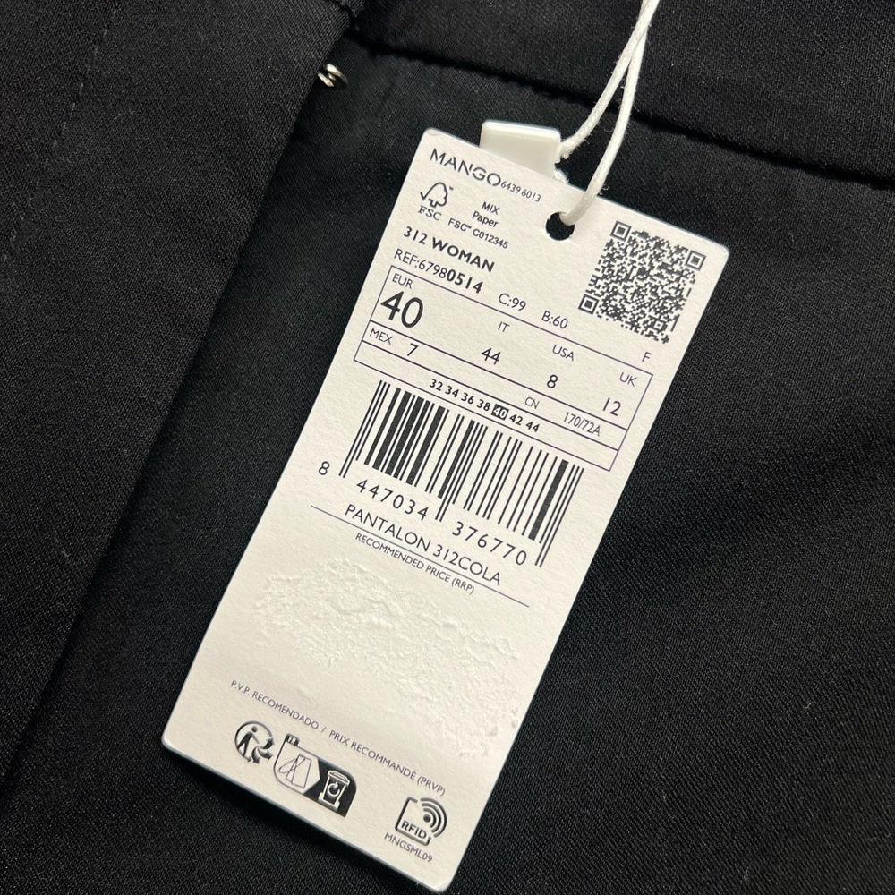 MNG by Mango Black Suit Mid Rise Trouser Pants Size 8 - Picture 6 of 8